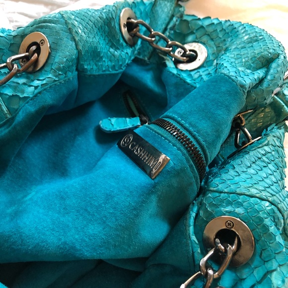 Genuine Python Purse - Good Condition - Turquoise - Picture 7 of 8